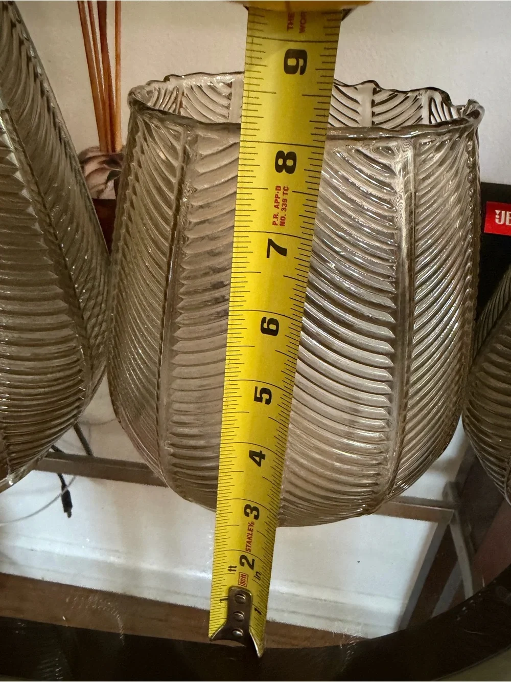 Stanley Smoky Brown Leaf-Texture Glass Vase